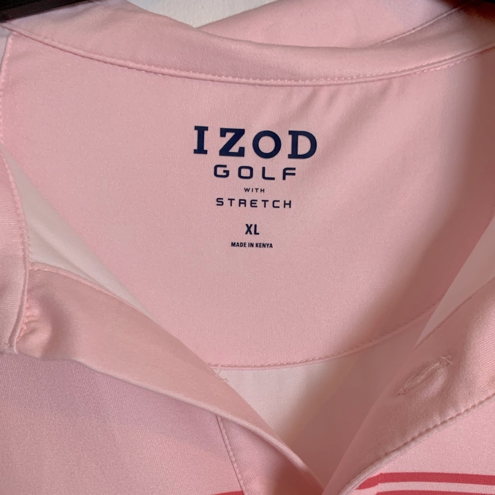 Izod Pink & White Striped Polo Shirt - Picture 4 of 4